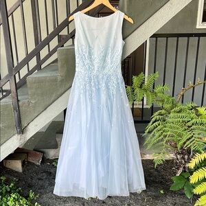 Cache Vintage Formal Dress Tulle Wedding Guest Baby Blue Fairy Y2K Sz 10
